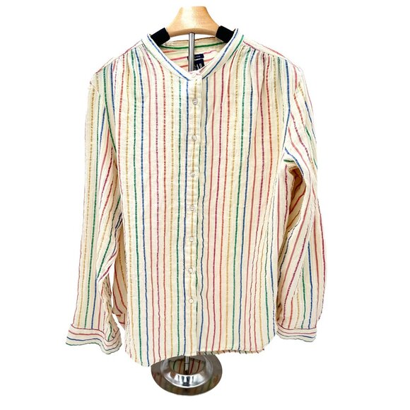 Gap Button Down Crinkle Gauze Lined womens Shirt - Picture 3 of 4